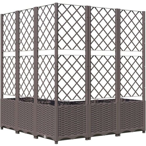 VidaXL Vrtna sadilica s re&amp;scaron;etkom smeđa 120 x 120 x 136 cm PP Slike