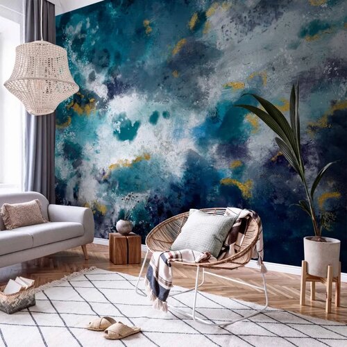  Foto tapeta - Stormy ocean - abstract blue composition in watercolour style 245x175 Samoljepljiva Cene