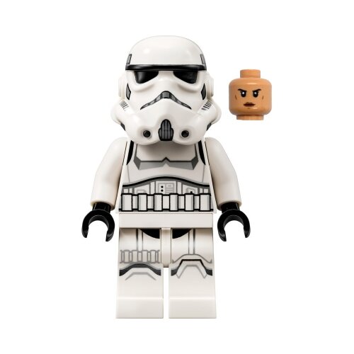 Lego Star Wars sw1275 Imperial Stormtrooper - Female, Dual Molded Helmet with Light Bluish Gray Panels on Back, Shoulder Belts, Nougat Head Cene