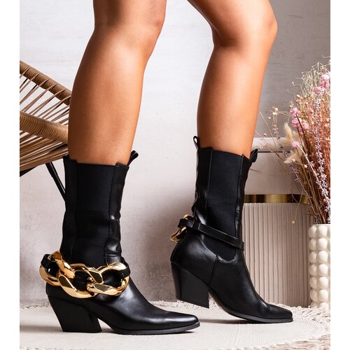 Gemre Black cowboy boots with chains Nash Slike