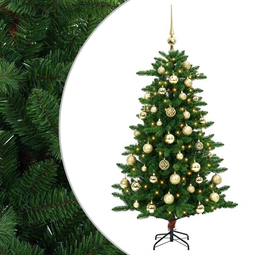  Artificial Christmas Tree with Bauble 150 cm 150 LED lampica - 150 cm s LED žaruljama i zlatnim kuglicama Slike