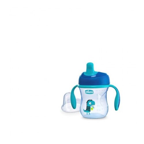 Chicco Train &amp;scaron;alica za učenje pijenja s ručkama 6m+ Blue 200 ml Slike