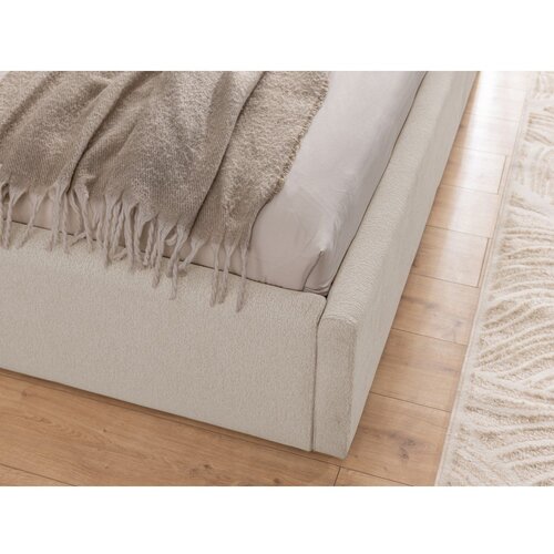 Ropez Bež tapecirani bračni krevet s prostorom za odlaganje s podnicom 200x200 cm Cille &amp;ndash; Slike