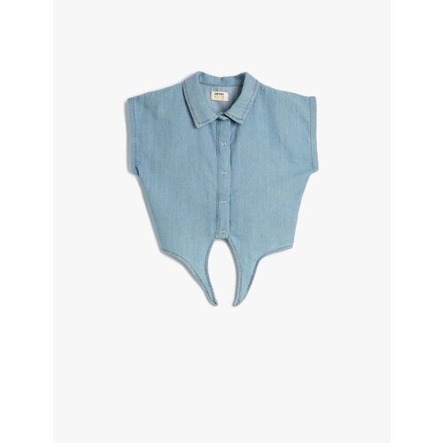 Crop Denim Shirt Front Tie Detail Short Cotton Slike