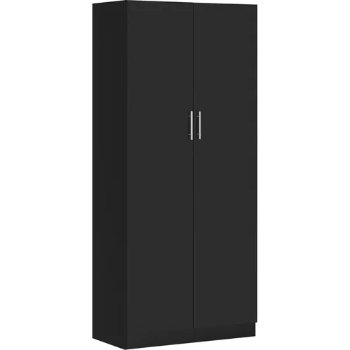 HOMCOM Moderna garderobna omara z dvema vratoma in 4 policami, lesena omara iz MDF 80x40x180 cm, črna, (20745508)