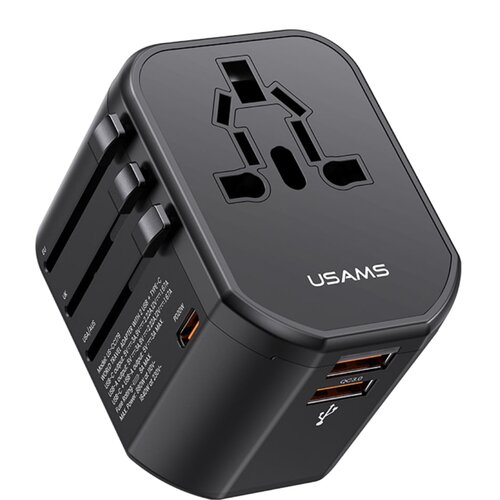 Usams OMREŽNI ADAPTER USAMS. 2XUSB 1XUSB-C T59 20W 4V1 ZA ZDA/AU/EU/UK ČRNA, (21977049) Cene