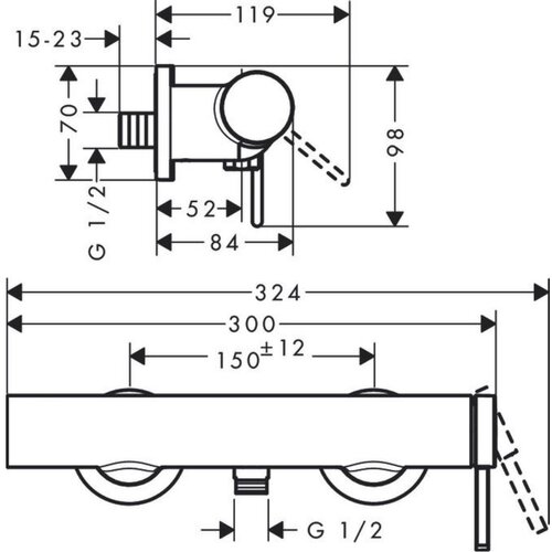 Hansgrohe 76620670 Finoris stenska armatura za tu&amp;scaron; črna Slike