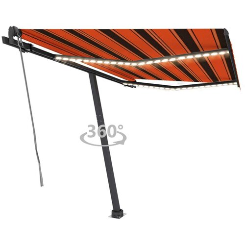  Avtomatska tenda LED + senzor 350x250 cm oranžna/rjava, (20729072) Cene