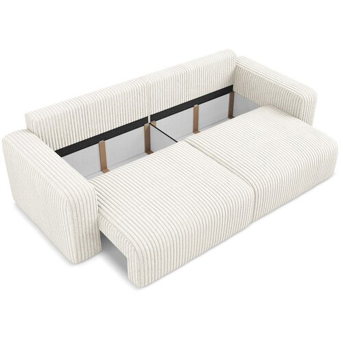 Makamii Krem sklopiva/s prostorom za odlaganje sofa od samta 252 cm Kona &amp;ndash; Slike