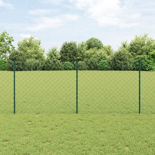 VidaXL Ograda od lanca s 10 U postova Zelena 1x10 m Čelik Slike