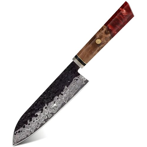 IZMAEL Damastni kuhinjski nož AI-37354 - Santoku / Crvena Cijene