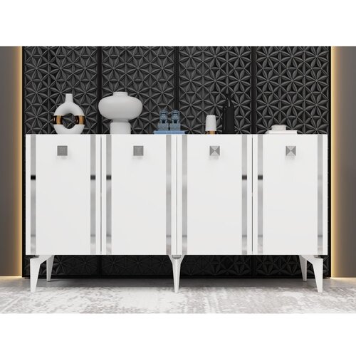 Woody Fashion Doruk - White, Silveer WhiteSilver Console Cene