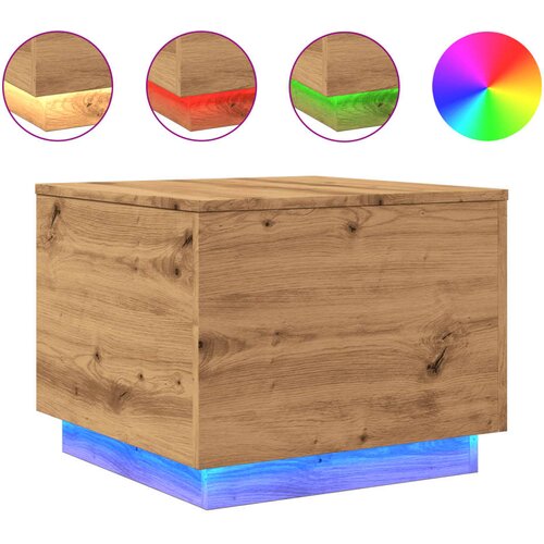 Maison Chic Klubska mizica - kavna mizica - Nizka mizica z LED lučkami artisan hrast 50x50x40 cm, (21752095) Slike