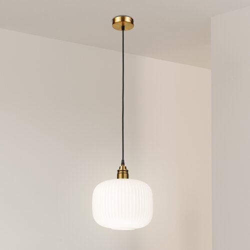  Visilica na sajli HECTOR 1xE27/15W/230V bela/mesing prečnik 25 cm Slike