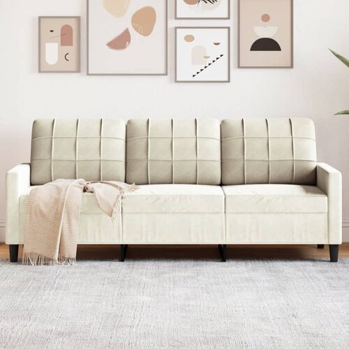 vidaXL Trosjed od tkanine krem 180 cm baršunasti Cijene