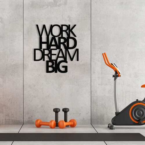Wallity zidna dekoracija work hard dream Bıg metal decor, 65 x 70 cm, crna Cene
