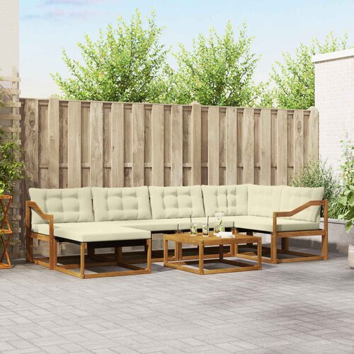  Set vanjskih sofa 7 kom. Prirodna i krem Čvrsto drvo akacije Cene