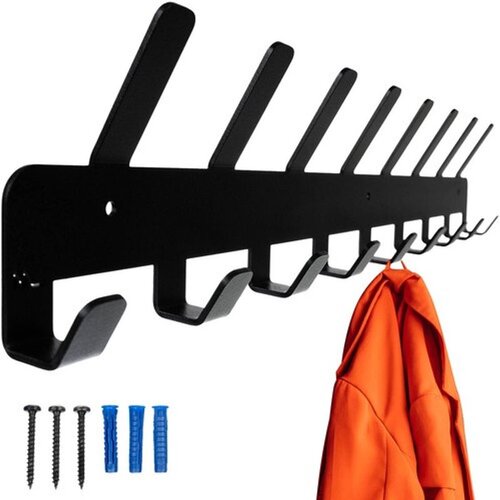  Zidna vje&amp;scaron;alica sa 17 kuka 48 cm, crna Slike