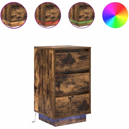 Maison Chic Nočna omarica - Nočna miza z LED svetili Smoked Oak 38x34x65 cm, (21689253) Cene