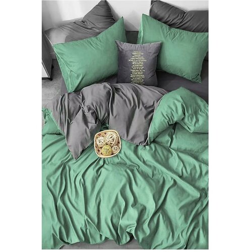 Mila Home Zelena/siva posteljnina za zakonsko posteljo/podaljšana iz renforce bombaža z rjuho/4-delna 200x220 cm – Cene