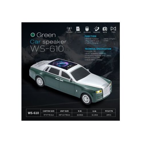  zvučnik bluetooth WS-610 auto zeleni Slike