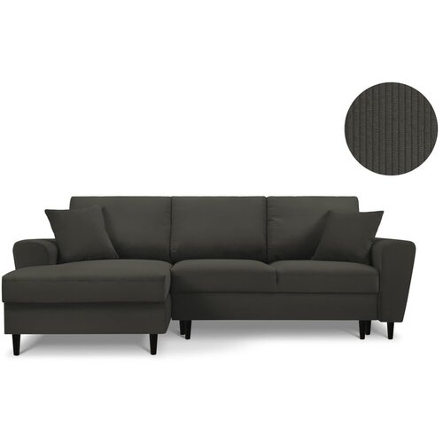 Kooko Home crna kutna sofa od samta Jazz, lijevi kut Slike