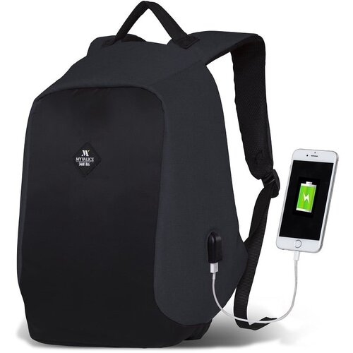 Myvalice Tamno sivo-crni ruksak s USB priključkom My Valice SECRET Smart Bag Slike