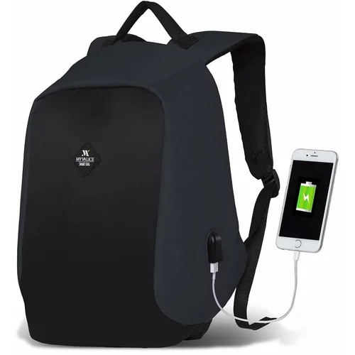 Myvalice Tamno sivo-crni ruksak s USB priključkom My Valice SECRET Smart Bag