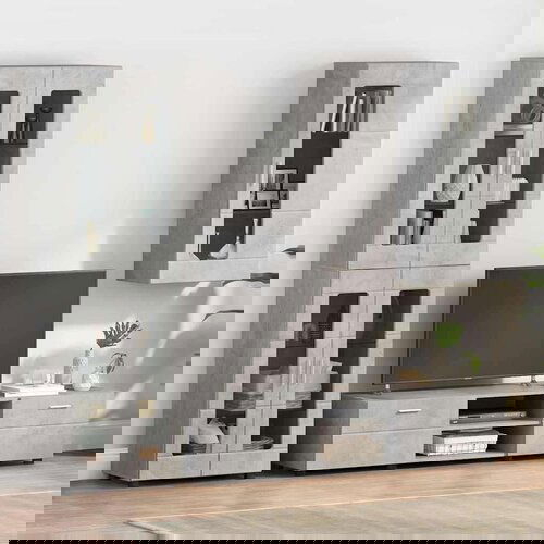 VidaXL Kabinetski zidni Beton siva 55 x 29 x 100 cm Konstruirano drvo Slike