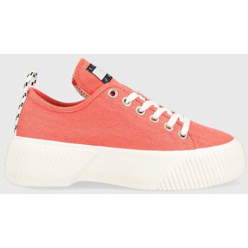 Tommy Jeans Tenisice TJW VULC PLAT. LC DENIM za žene, boja: narančasta, EN0EN02202 Slike