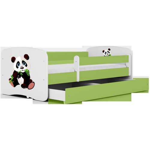  Drveni dječji krevet PANDA 2 s ladicom - 160x80 cm zeleni Slike
