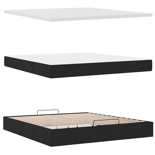 VidaXL Otomanski krevet s madracem crni 180x200cm od tkanine Slike
