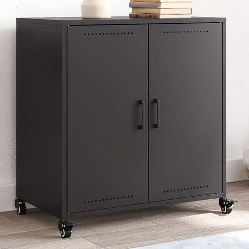 VidaXL Komoda crna 68x39x72 cm hladno valjani čelik Slike