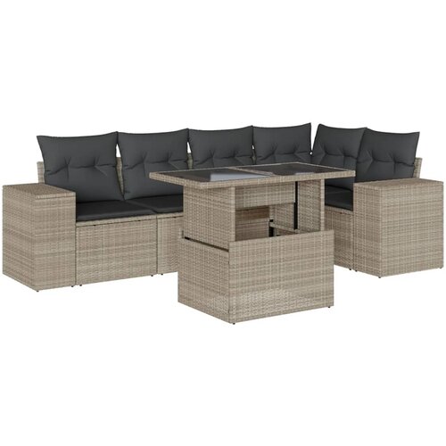 vidaXL 6-dijelni set vrtnih sofa od poliratana s jastucima svjetlosivi Cijene