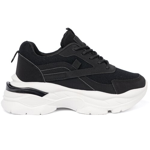 Shelvt Black sports sneakers with a thick white sole Slike