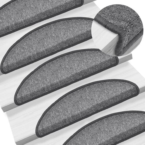  Prostirke za stepenice 15 kom 56x17x3 cm tamno sive poluokrugle Cene