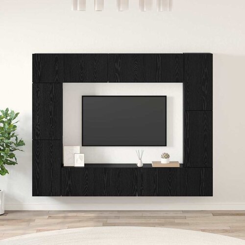  Set TV komoda 8 kom. Crni hrast Konstruirano drvo Crna 80 x 30 x 30 cm Cijene