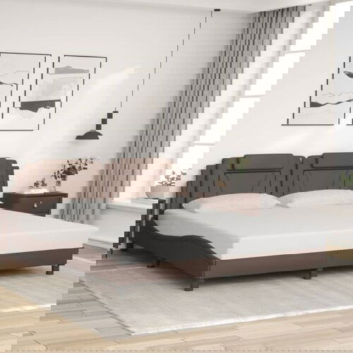  The Living Store Posteljni okvir z vzglavjem rjav 180x200 cm umetno usnje - Posteljni Okvir, (21529675) Cene