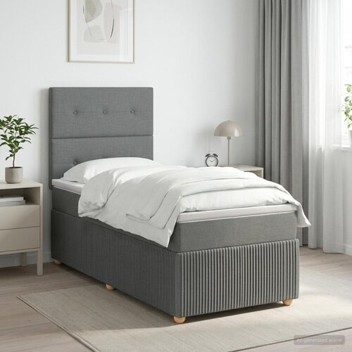  Boxspring krevet s madracem Tamnosiva 80 x 200 cm Tkanina - Tamnosiva 80 x 200 cm Prošiveno gumbima Cene