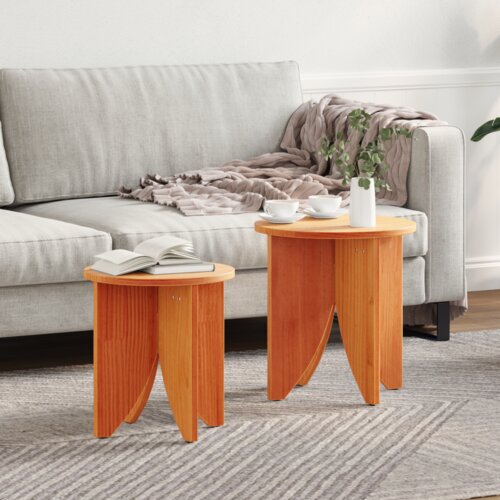 Set stolića za kavu 2 pcs Vo&amp;scaron;tano smeđa Čvrsta borova drva Slike