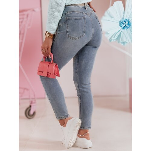 DStreet Spodnie damskie jeansowe skinny z paskiem CRYSTALUXniebieskie Slike