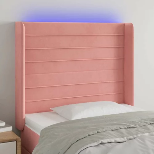  posteljno vzglavje roza 93x16x118/128 cm žamet, (20951960)