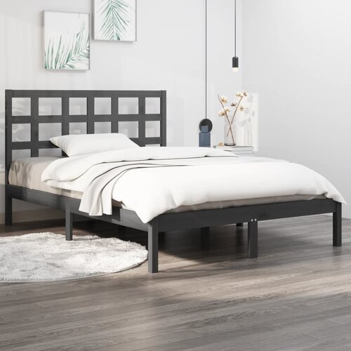 The Living Store Posteljni okvir siv iz trdnega lesa 200x200 cm - Posteljni Okvir, (21524113) Slike