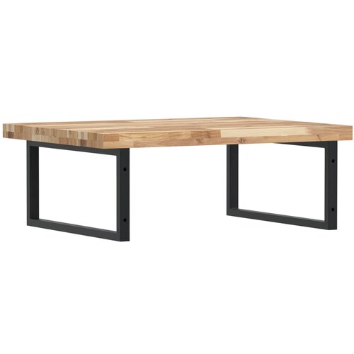  Zidna polica za umivaonik od čelika i masivnog bagremovog drva Smeđa 100 x 60 x 4 cm Slike
