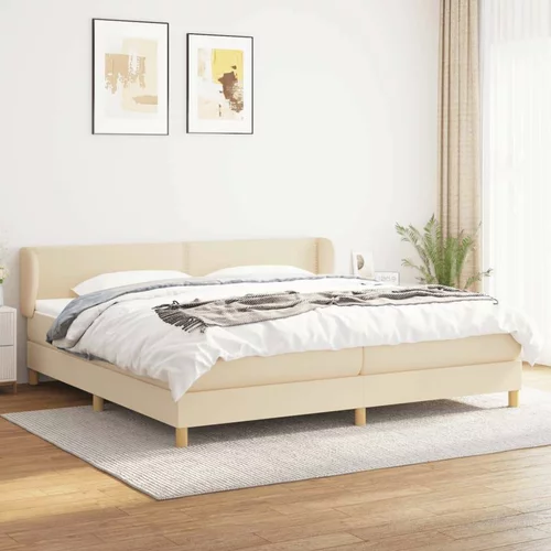  Box spring postelja z vzmetnico krem 200x200 cm blago, (20893798)