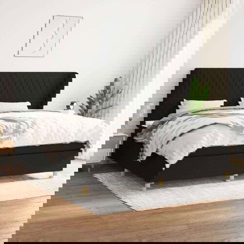 Krevet s oprugama i madracem crni 200x200 cm od tkanine Slike