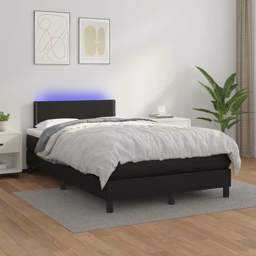 Box spring postelja z vzmetnico LED črna 120x200cm umetno usnje, (20726121)