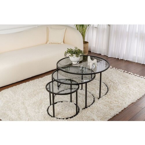 Hanah home Aurum - 80, 60, 42 - Black, Grey BlackGrey Coffee Table Set Cene