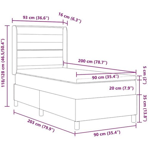Box spring krevet s madracem Crna 90 x 200 cm tkanina Slike
