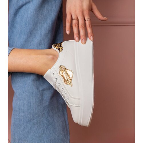 D/CEO marka niezdefiniowana White sneakers with a rhinestone stiletto and leopard print detail Lerisol Cijene